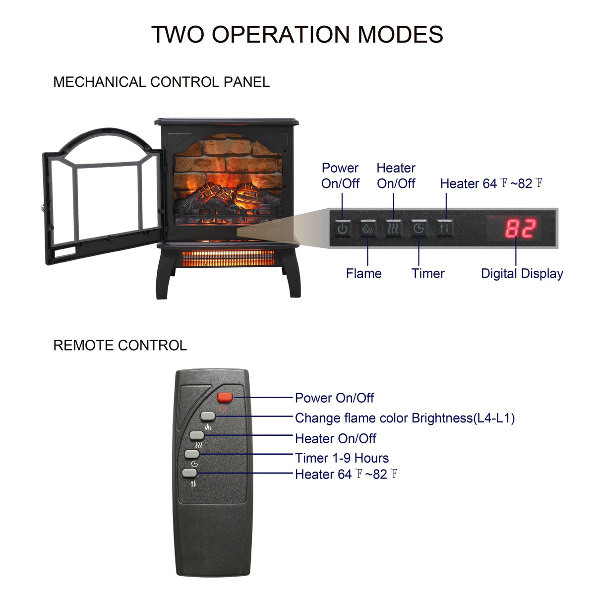 18 Inch 3D Infrared Electric Stove with Remote Control Q79574