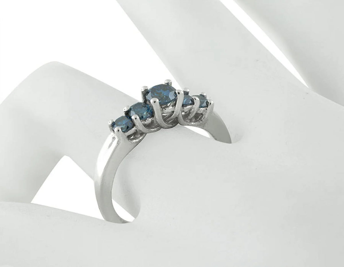 10K White Gold Treated Blue Diamond Engagement Ring 0.75ct C506855