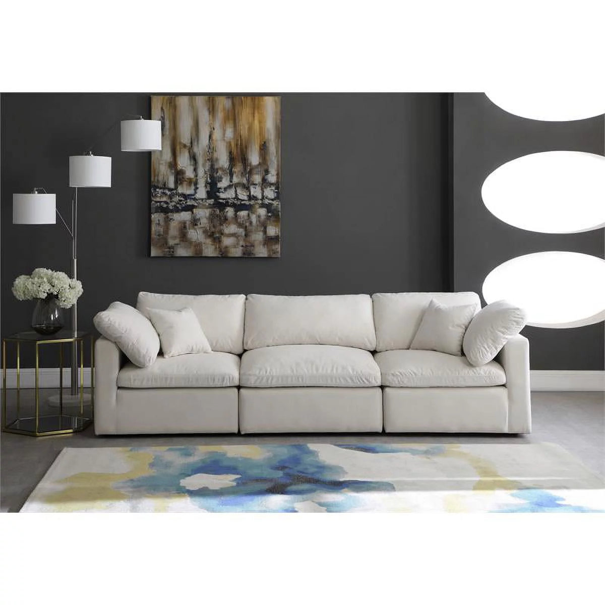 Cream Velvet Modular Sofa Q824503