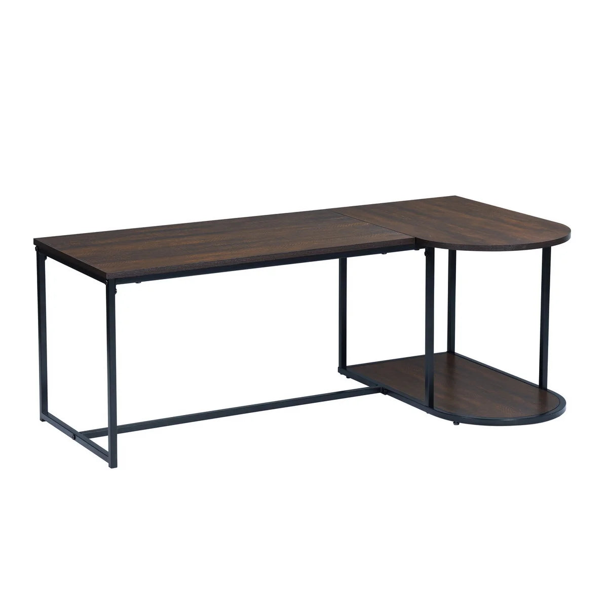 47.2'' Rectangular Wood Grain Top Coffee Table with Metal Frame B550191