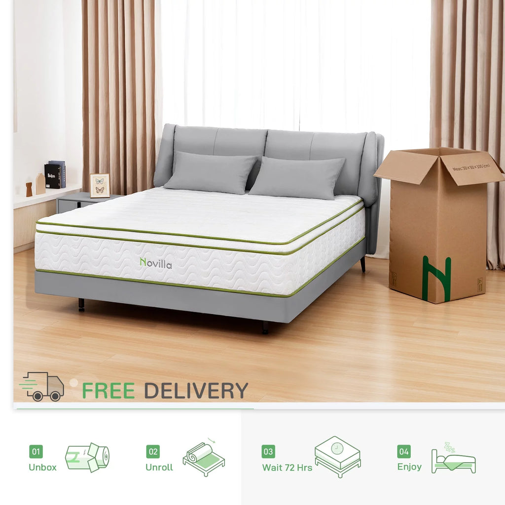 10'' Cooling Gel Memory Foam Pocket Spring Hybrid Mattress California King Size Q201