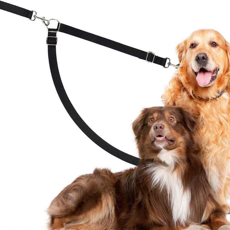 Double Dog Walker Leash, 16-24 Inches, Adjustable, Tin Alloy Snaps Z83392