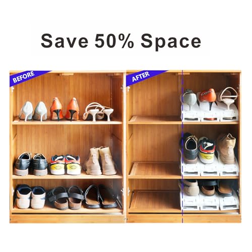 White 16PCS Double Layer Shoe Rack J991