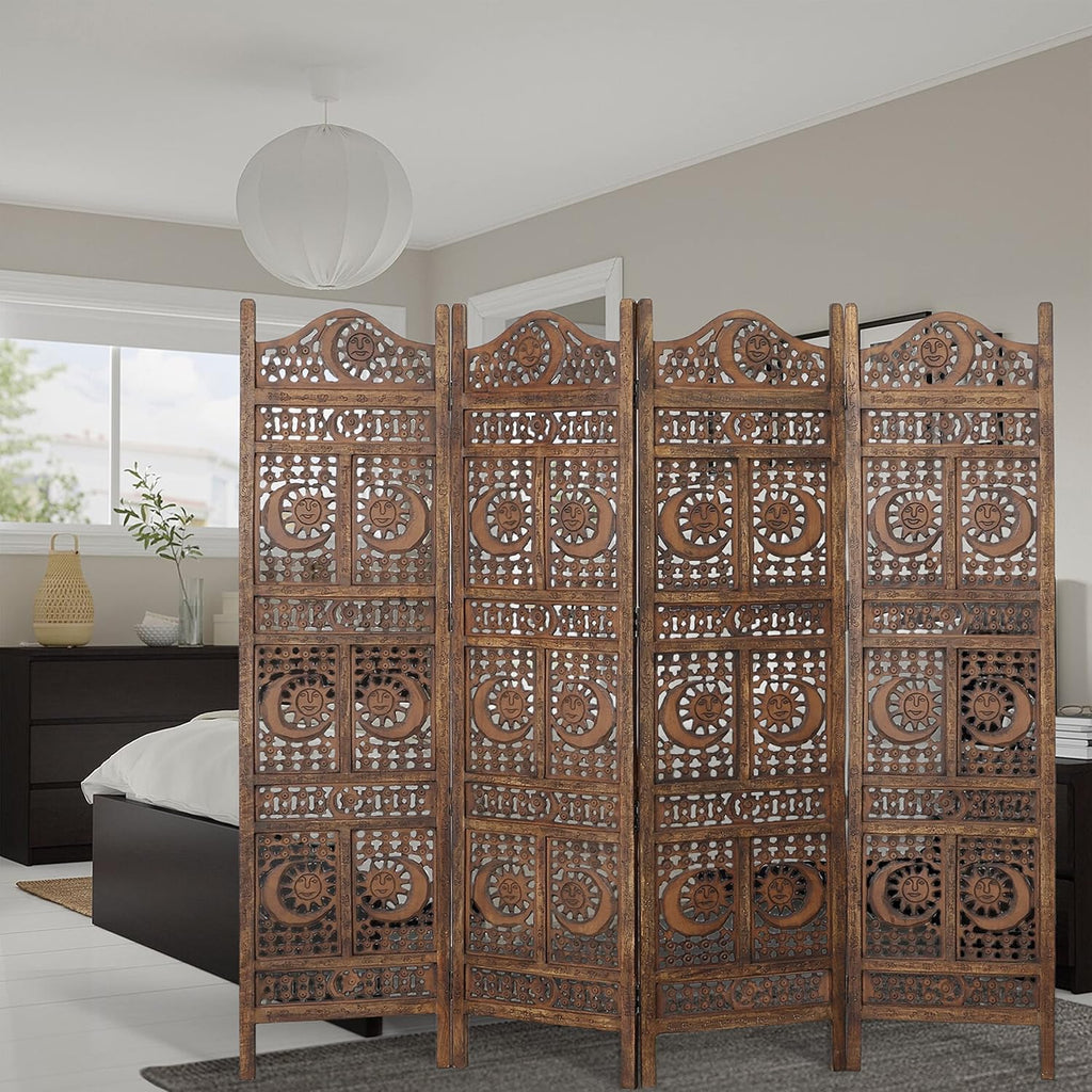 4 Panel Wooden Room Divider I8693