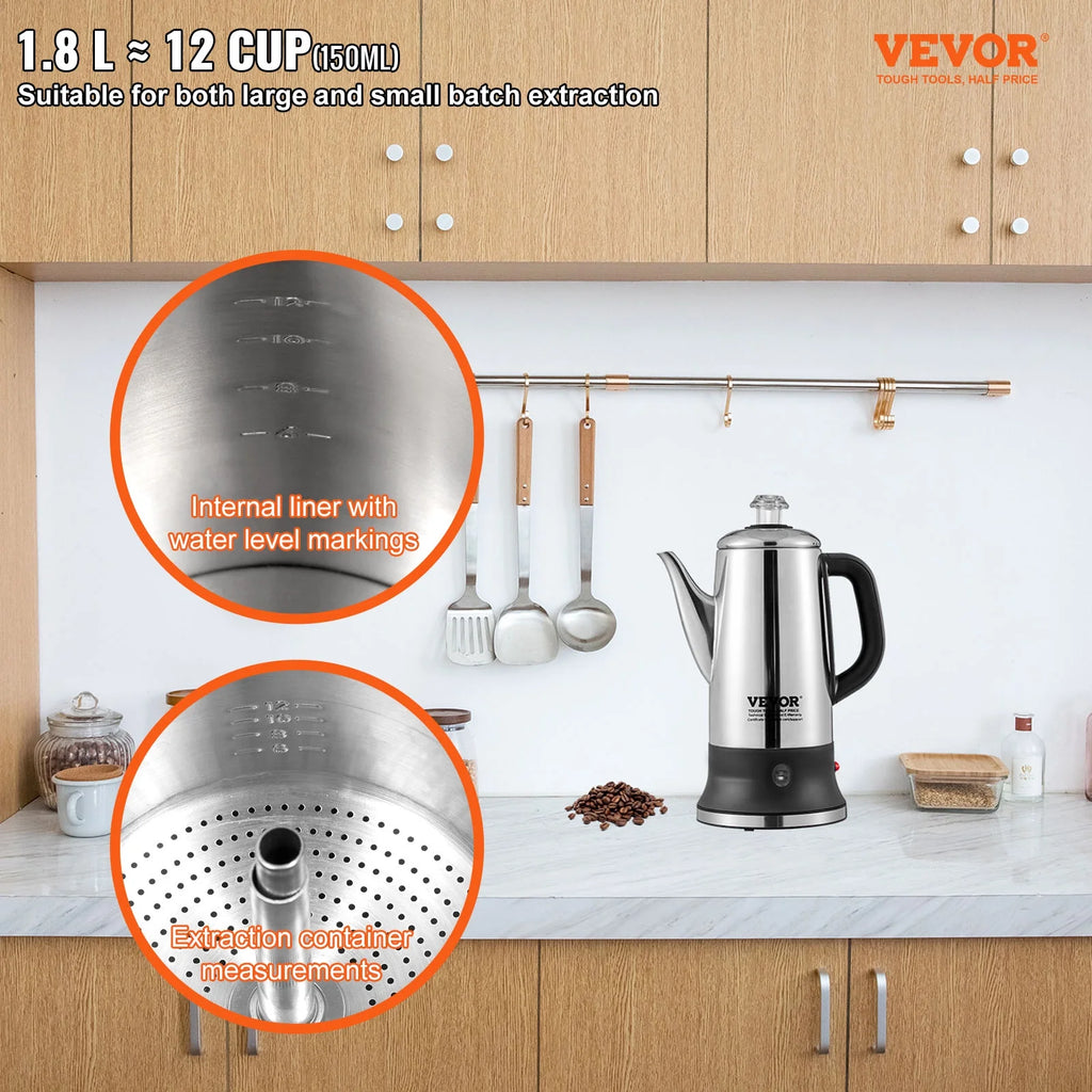 12-Cup Stainless Steel Electric Coffee Percolator Y86843