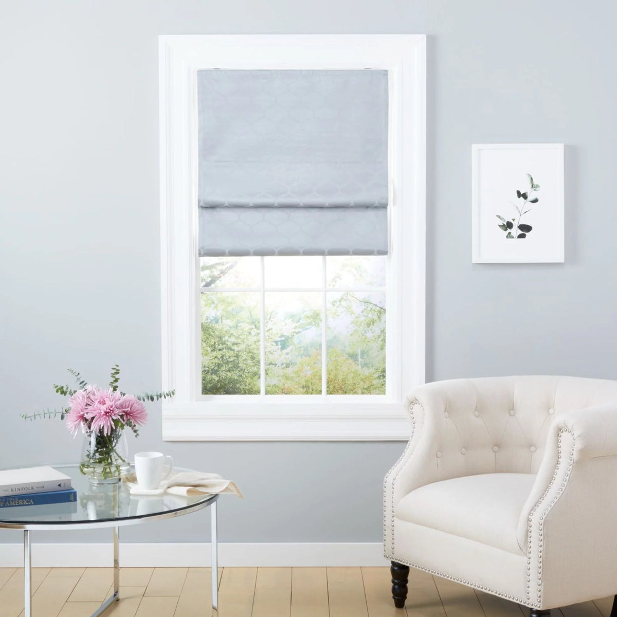 Silver 34"x64" Blackout Roman Shade R614