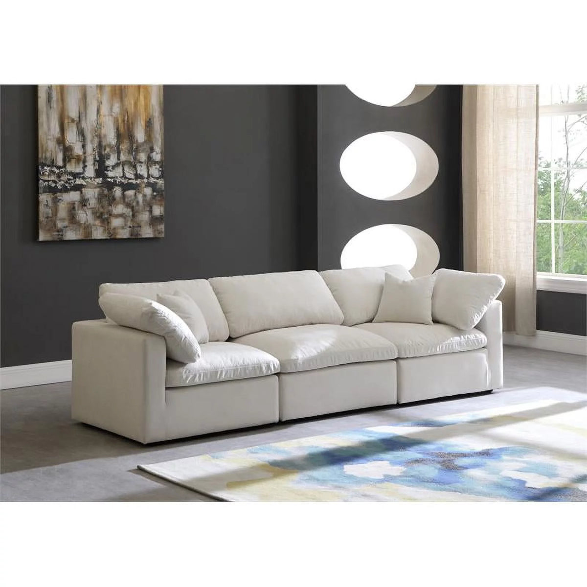 Cream Velvet Modular Sofa Q824503