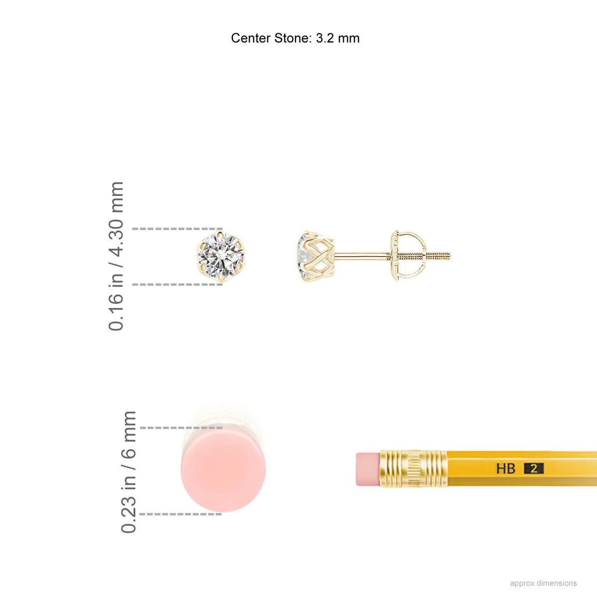 14K Yellow Gold Diamond Solitaire Stud Earrings G678