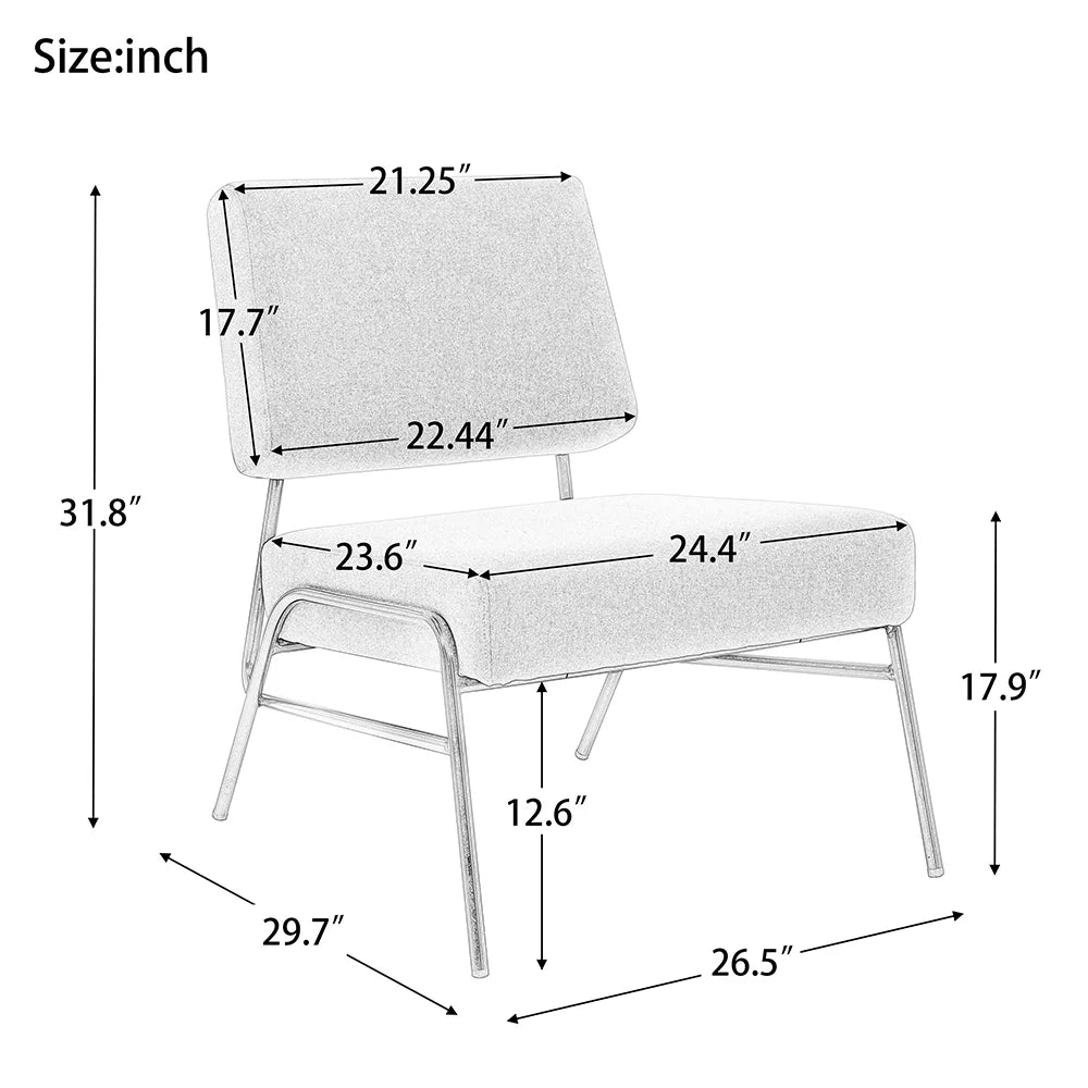 Gray Linen Armless Slipper Chair O328380