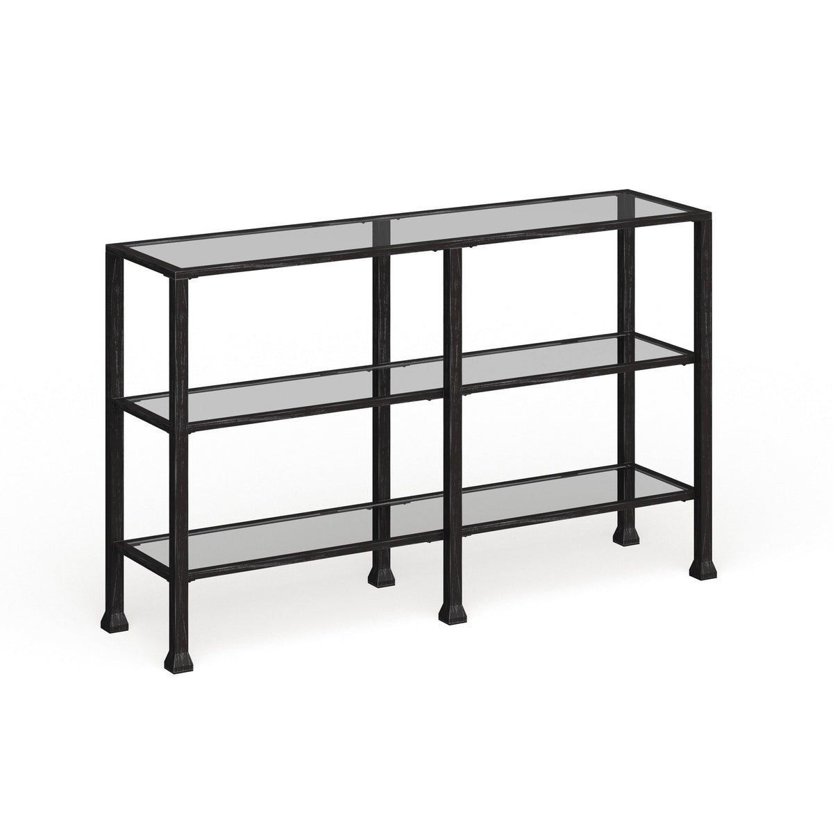 Black Metal and Glass 3-Tier Console Table H461