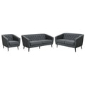 Mid-Century Modern Grey Polyester Tufted Sofa Set U419896