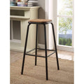 Industrial Style Metal Frame Wooden Bar Stool Brown and Black Set of Two F149
