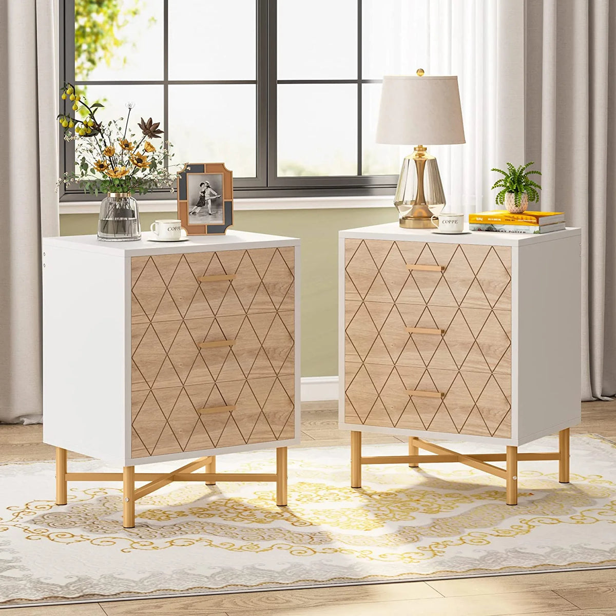 3-Drawer Nightstand Set of 2 S4837