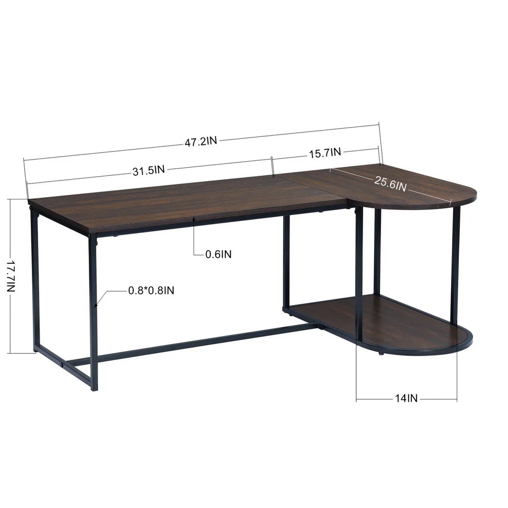 47.2'' Rectangular Wood Grain Top Coffee Table with Metal Frame B550191