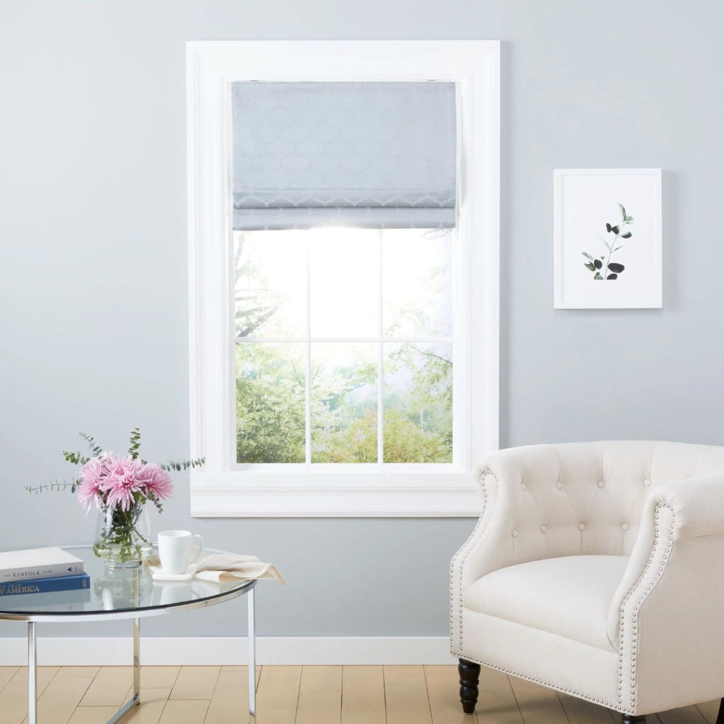 Silver 34"x64" Blackout Roman Shade R614