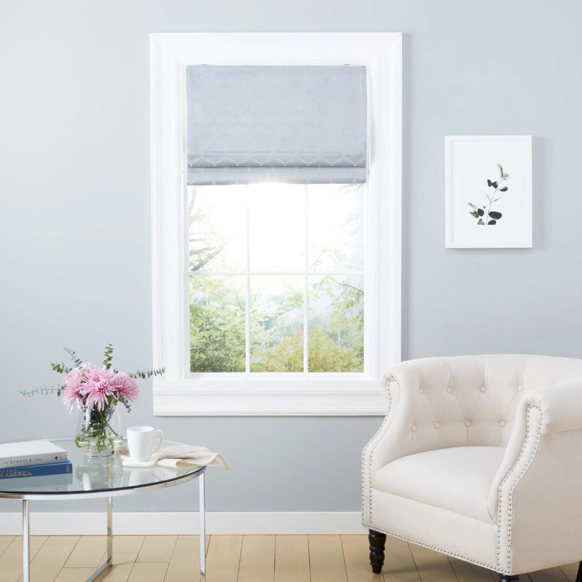 Silver 34"x64" Blackout Roman Shade R614