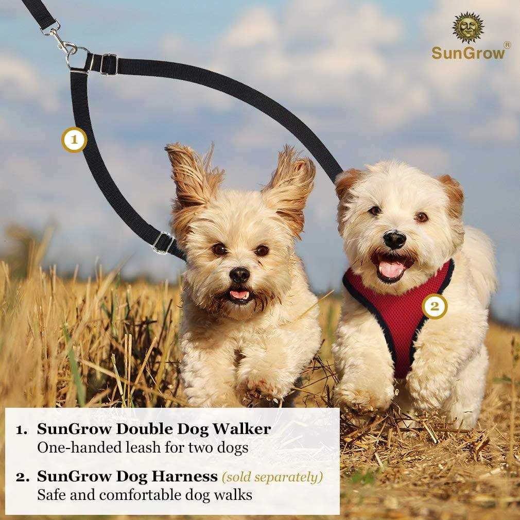 Double Dog Walker Leash, 16-24 Inches, Adjustable, Tin Alloy Snaps Z83392
