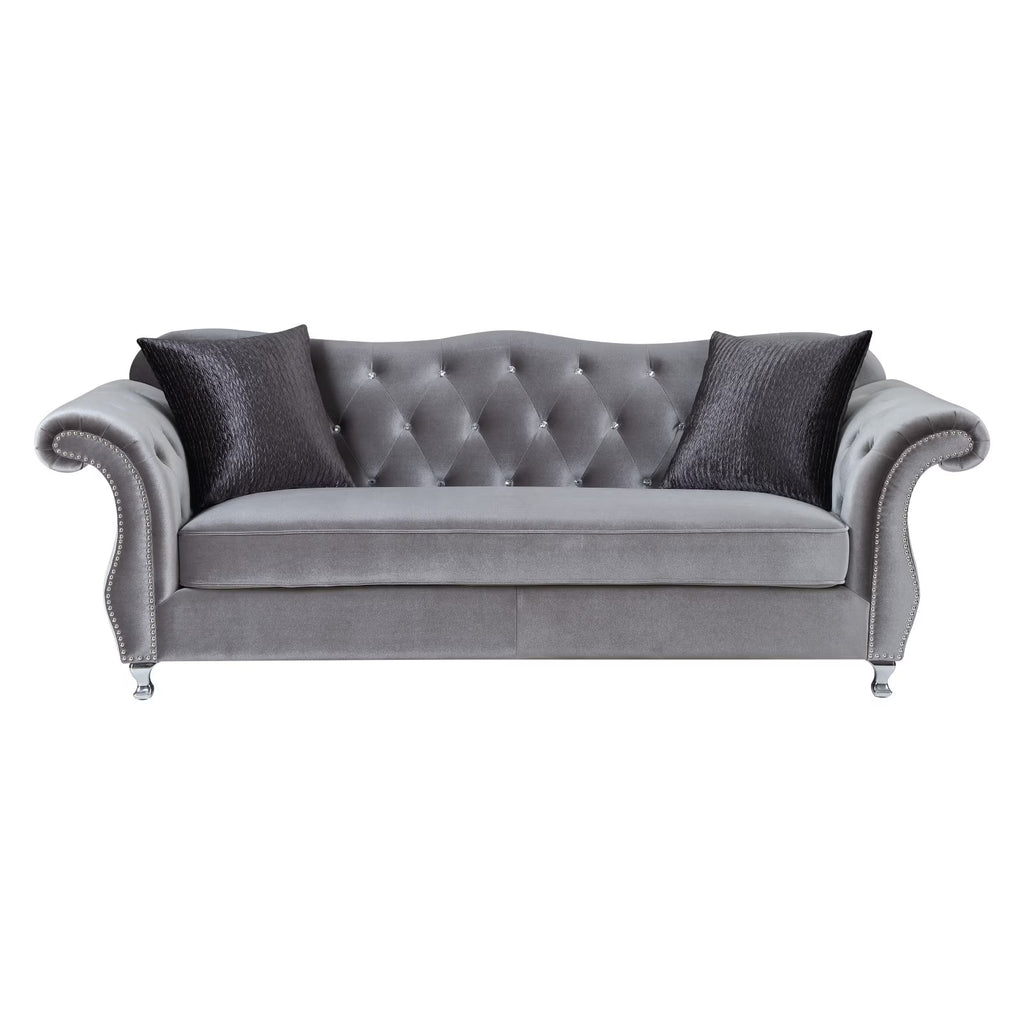 Silver Button Tufted Sofa O994