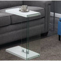 White Floor Shelf End Table with Storage D3988