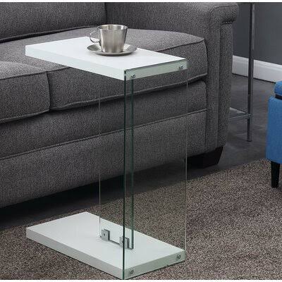White Floor Shelf End Table with Storage D3988