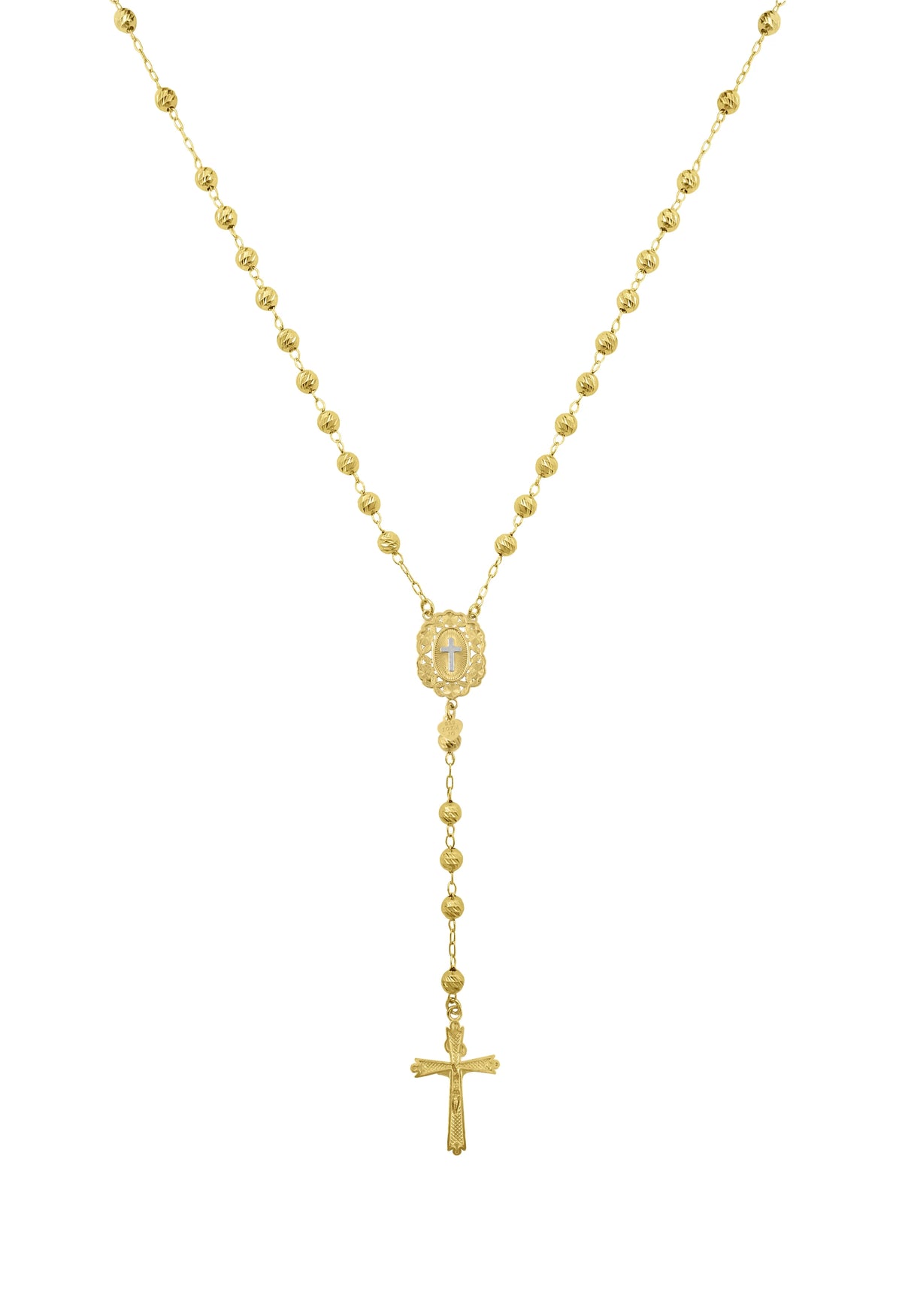 14K Gold Plated Sterling Silver Rosary Necklace 26" D70114