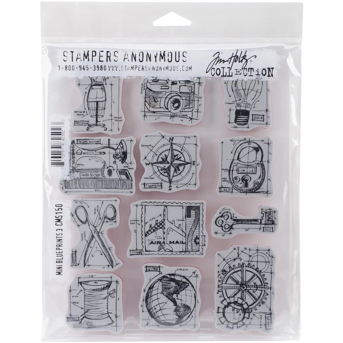 Mini Blueprints Cling Stamps U109915