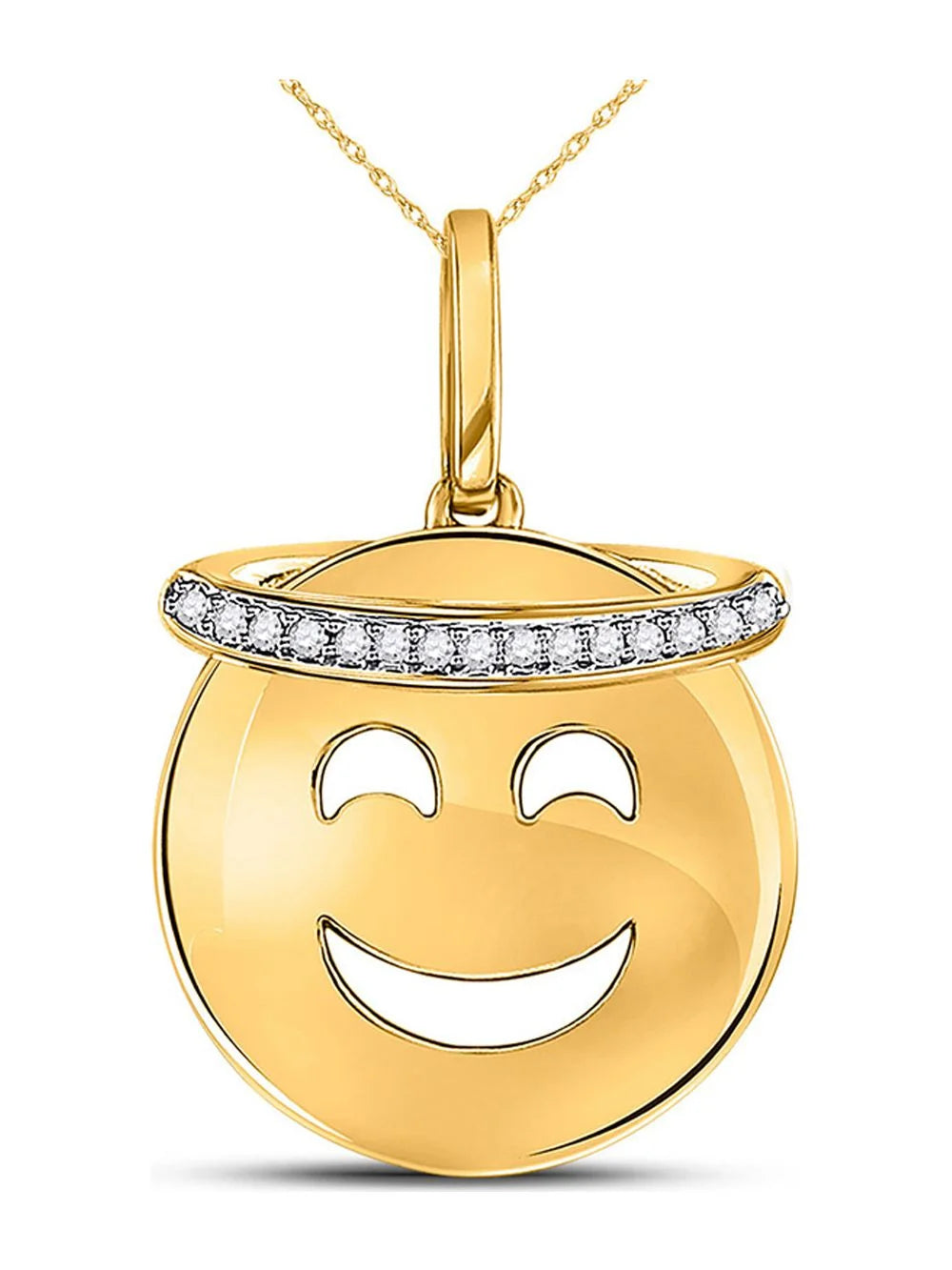 10kt Yellow Gold Round Diamond Smiley Face Pendant J546