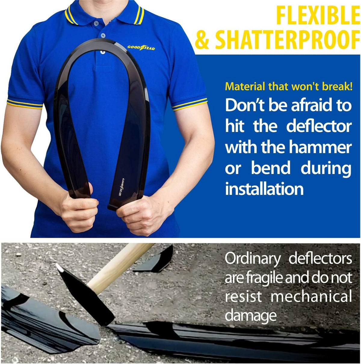 Shatterproof Tape-on Window Deflectors 4pcs S829