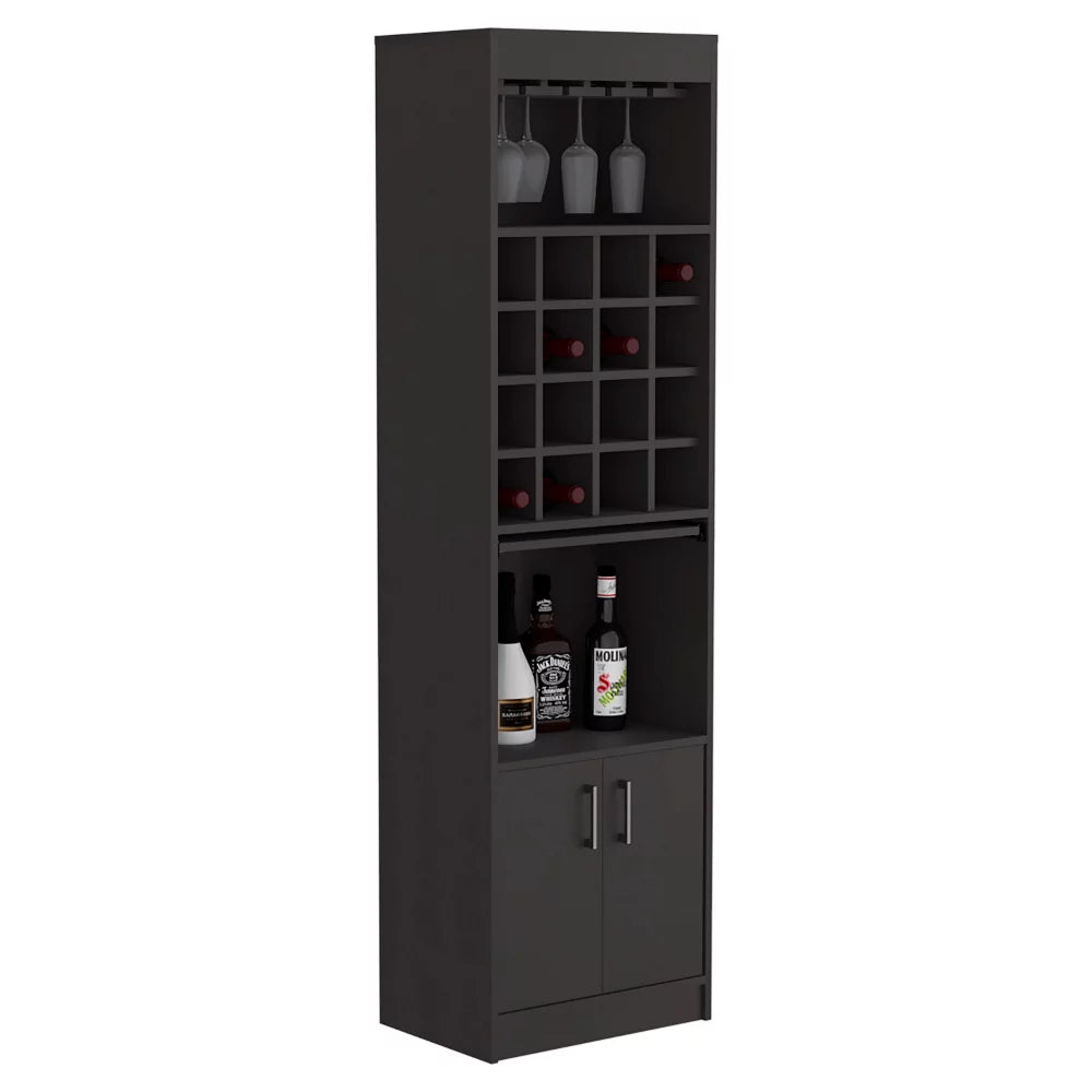 Black Bar Cabinet with 16 Wine Rack F8939