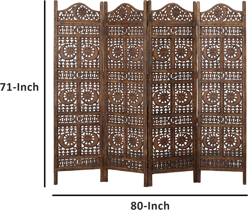 4 Panel Wooden Room Divider I8693