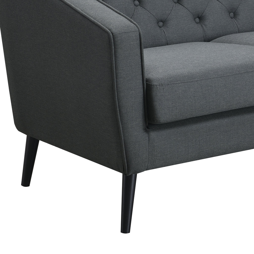 Mid-Century Modern Grey Polyester Tufted Sofa Set U419896