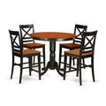 Counter Height Dining Table & 2 Bar Stools with Backs, Black R157