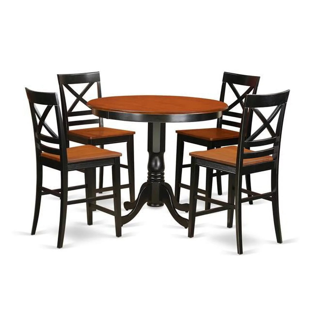 Counter Height Dining Table & 2 Bar Stools with Backs, Black R157