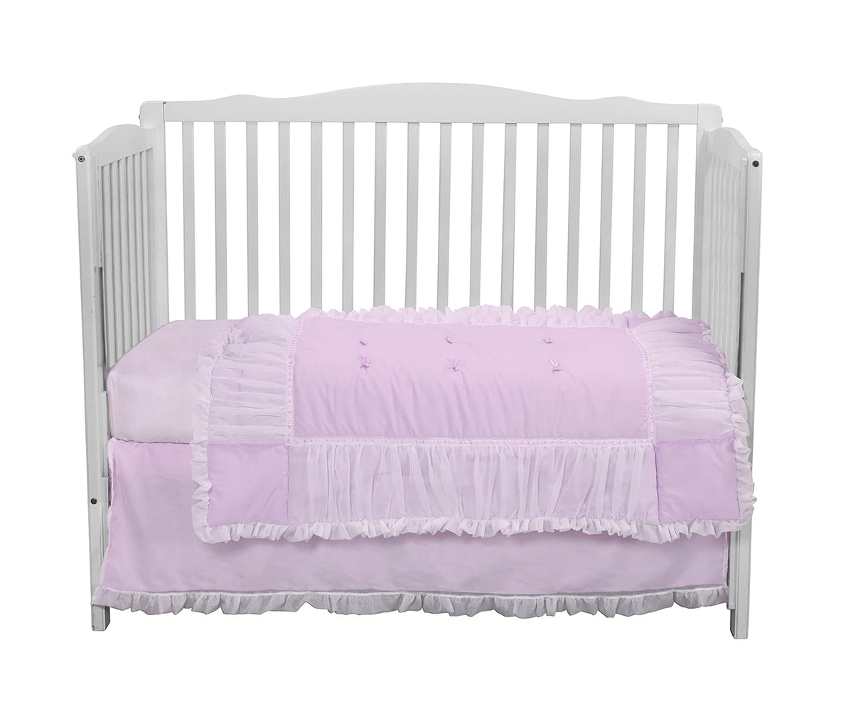 3 Piece Crib Bedding Set Lavender D6395