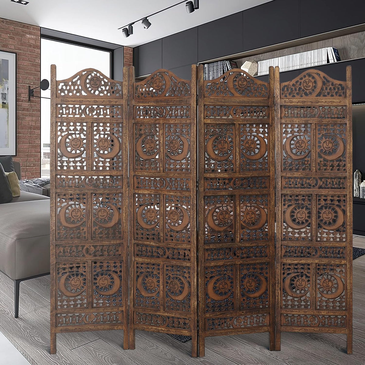 4 Panel Wooden Room Divider I8693