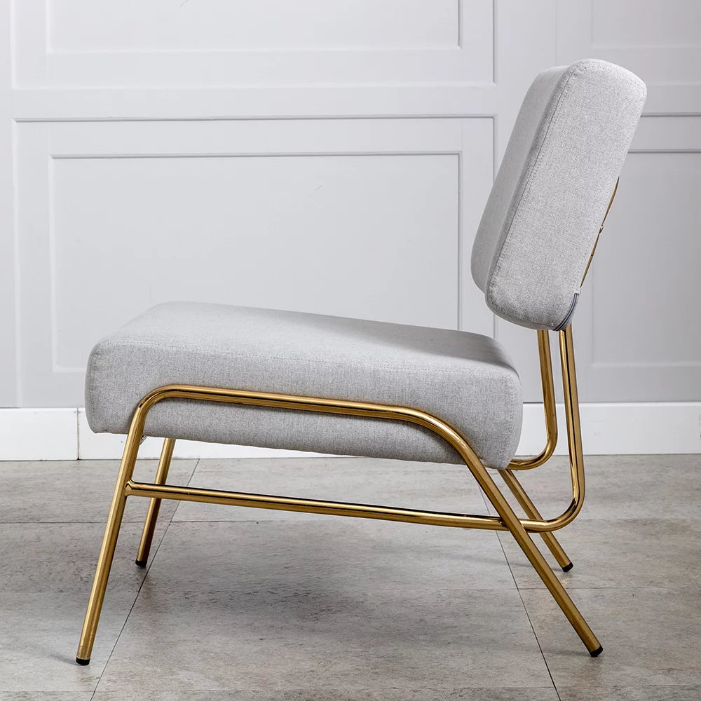 Gray Linen Armless Slipper Chair O328380