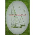 Sailboat Oval Etched Window Decal Vinyl Glass Cling 8" X 12" White Clear E395282