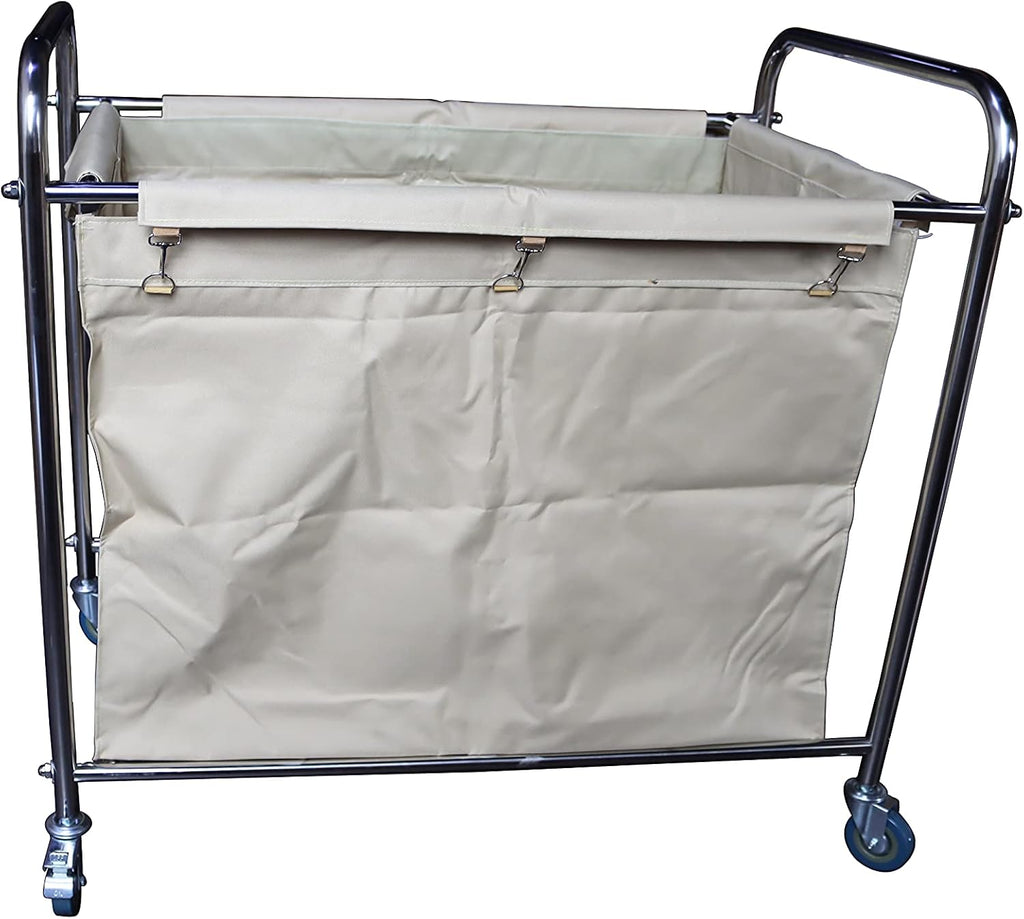 Heavy-Duty Laundry Trolley Cart with Removable Canvas Bag and Rolling Casters U90746