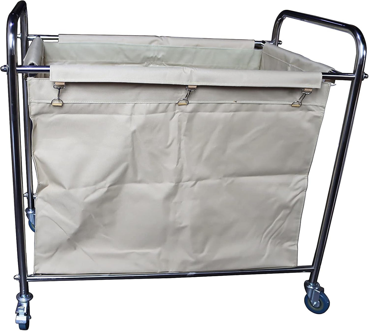 Heavy-Duty Laundry Trolley Cart with Removable Canvas Bag and Rolling Casters U90746