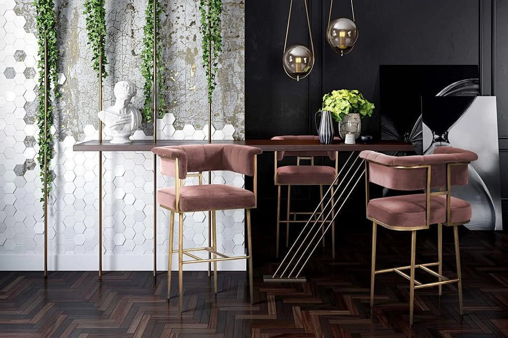 Blush Velvet Upholstered Barstool G87778