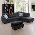 Black Grey Linen 2-Piece Sofa W445