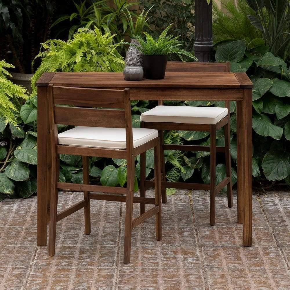 3-Piece Acacia Counter Height Dining Group Dark Brown B9460