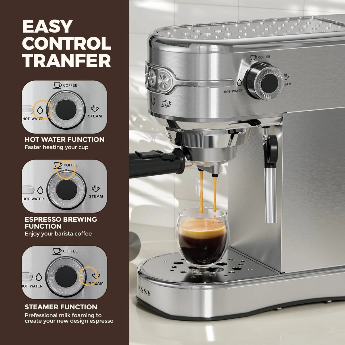 20 Bar Espresso Coffee Maker with Milk Frother X7704