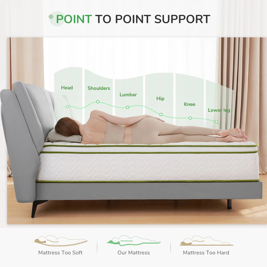 10'' Cooling Gel Memory Foam Pocket Spring Hybrid Mattress California King Size Q201
