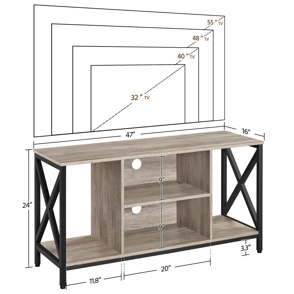 47inch Gray Wooden TV Stand with Storage N4236