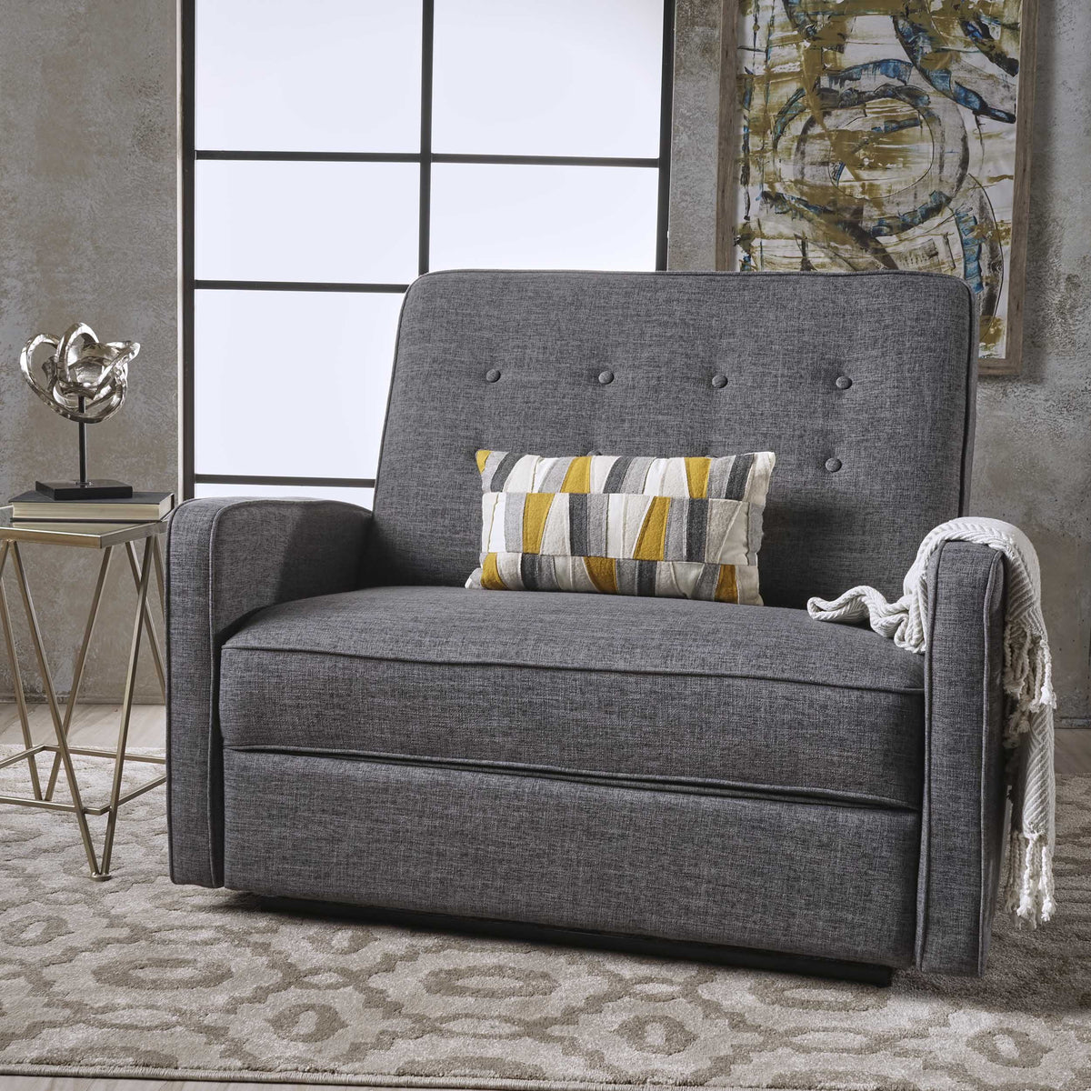 Gray Fabric Reclining Loveseat R4957