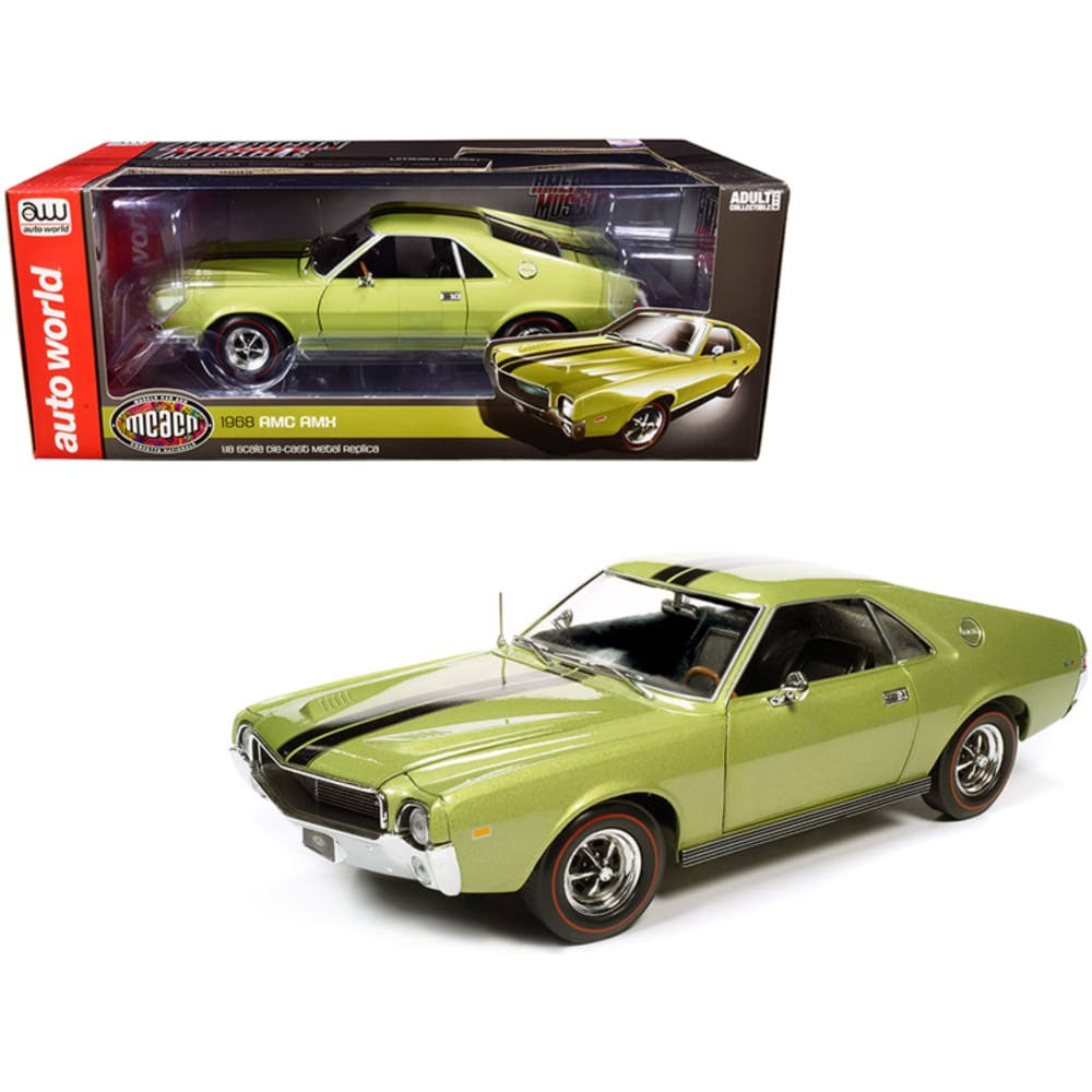 1968 AMC AMX Hardtop Light Green Metallic with Black Stripes Muscle Car S7783