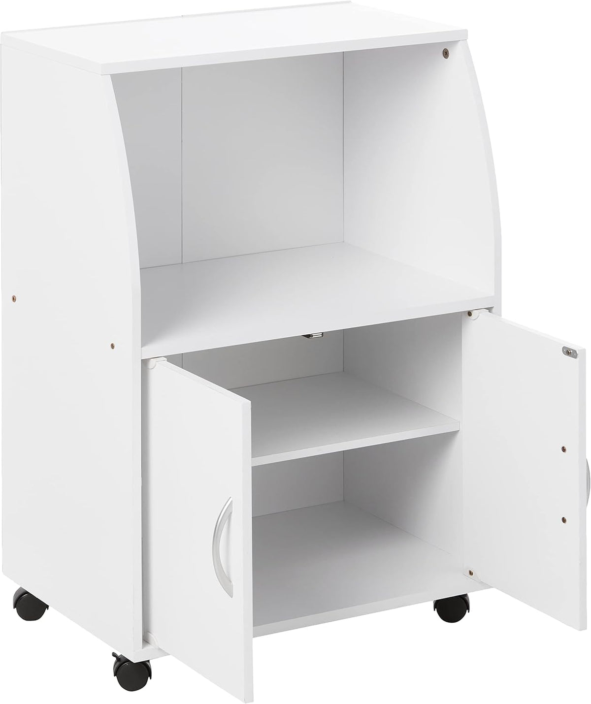 White Beech Microwave Cart with Two Doors and Shelf E990592