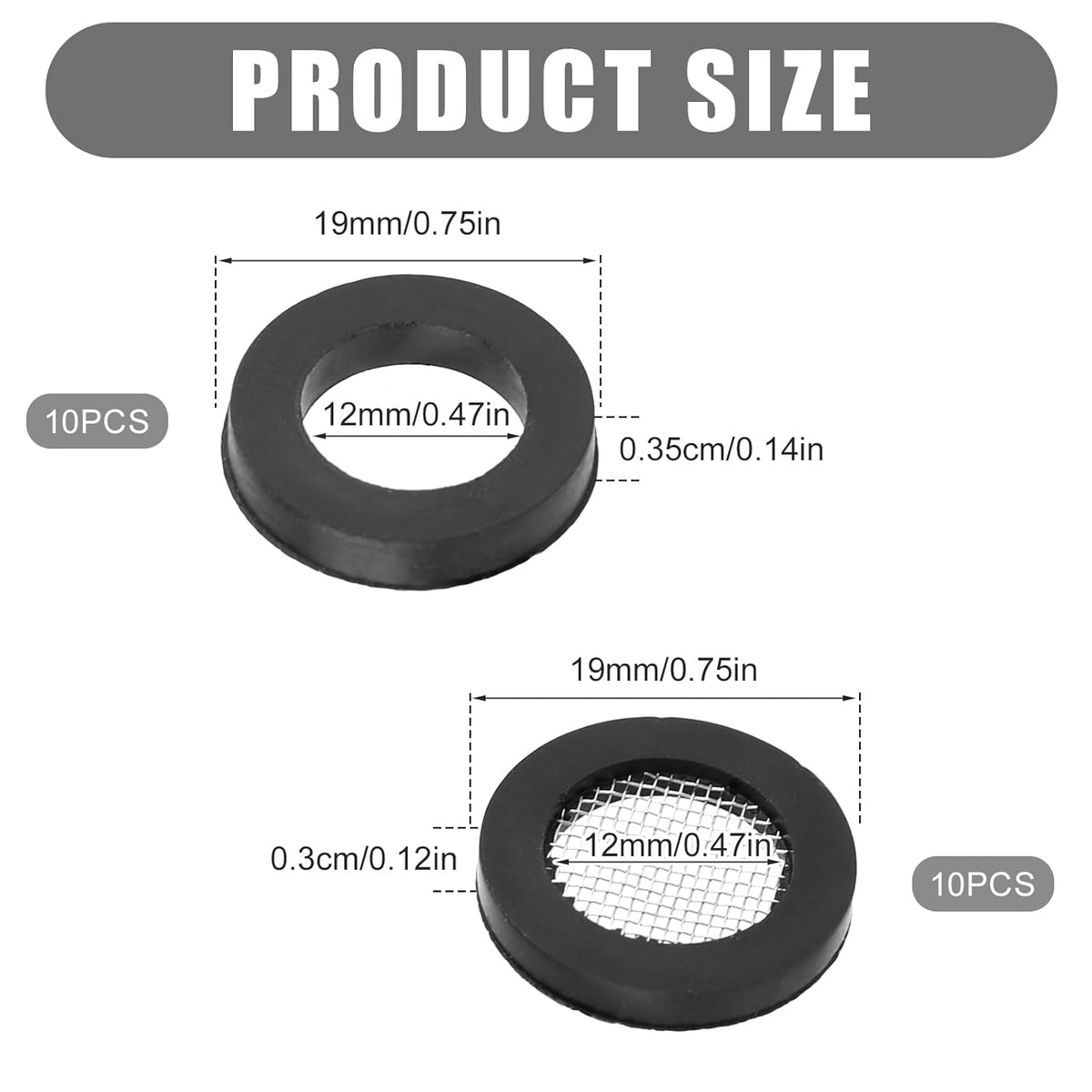 20pcs Shower Head Filter Gasket, 2 Types Faucet Washers, 10 Rubber Washers, 10 O-Ring Stainless Steel Water Hose Gasket D164