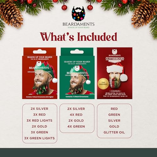16pc Beard Lights, 12pc Beard Ornaments, and Glitter Kit H4510